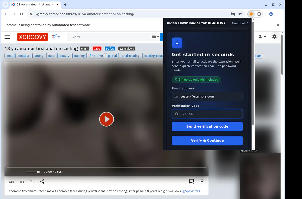 XGroovy Video Downloader browser extension screenshot 4
